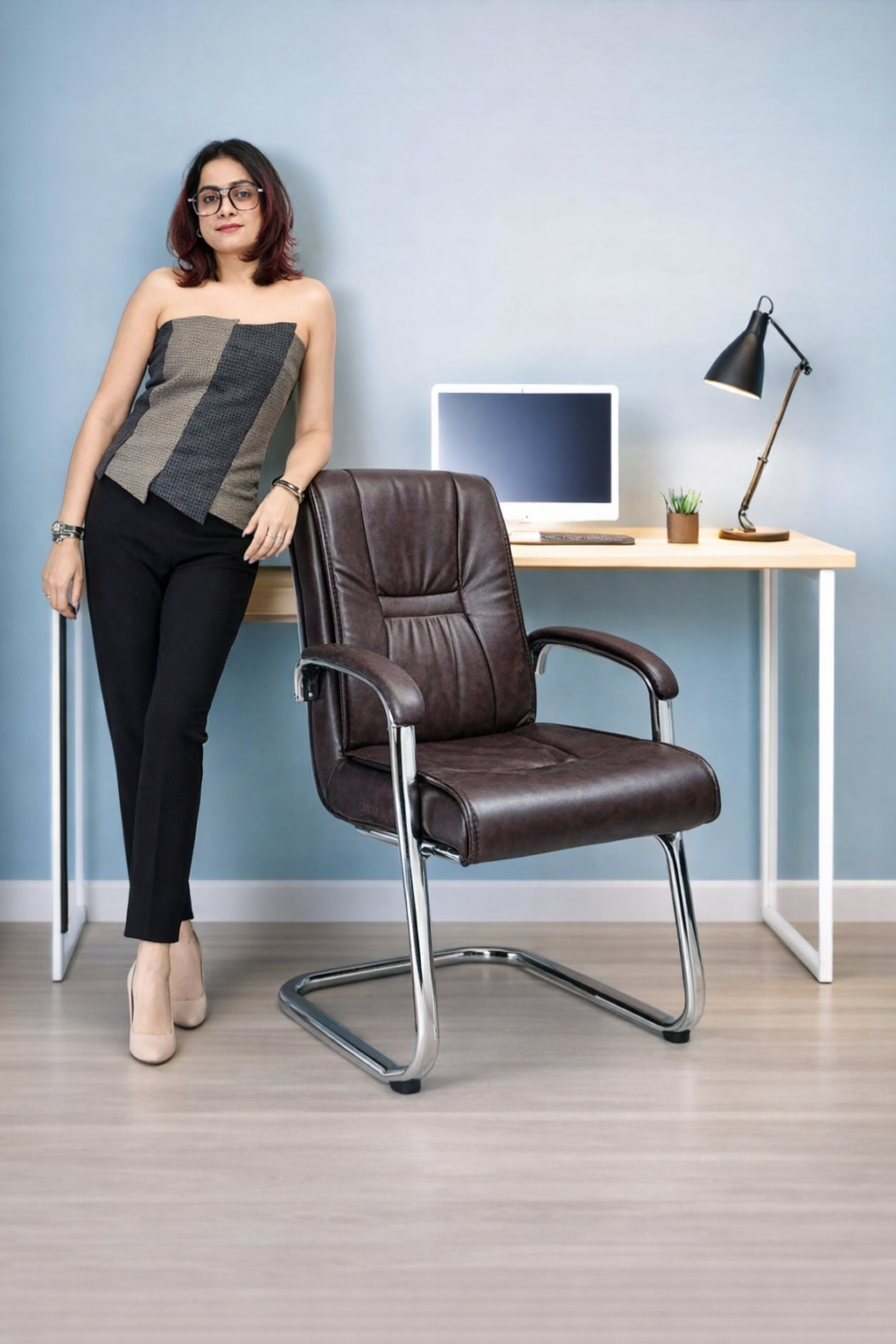 SteelNest Premium Leatherette Visitor Chair - Image 2