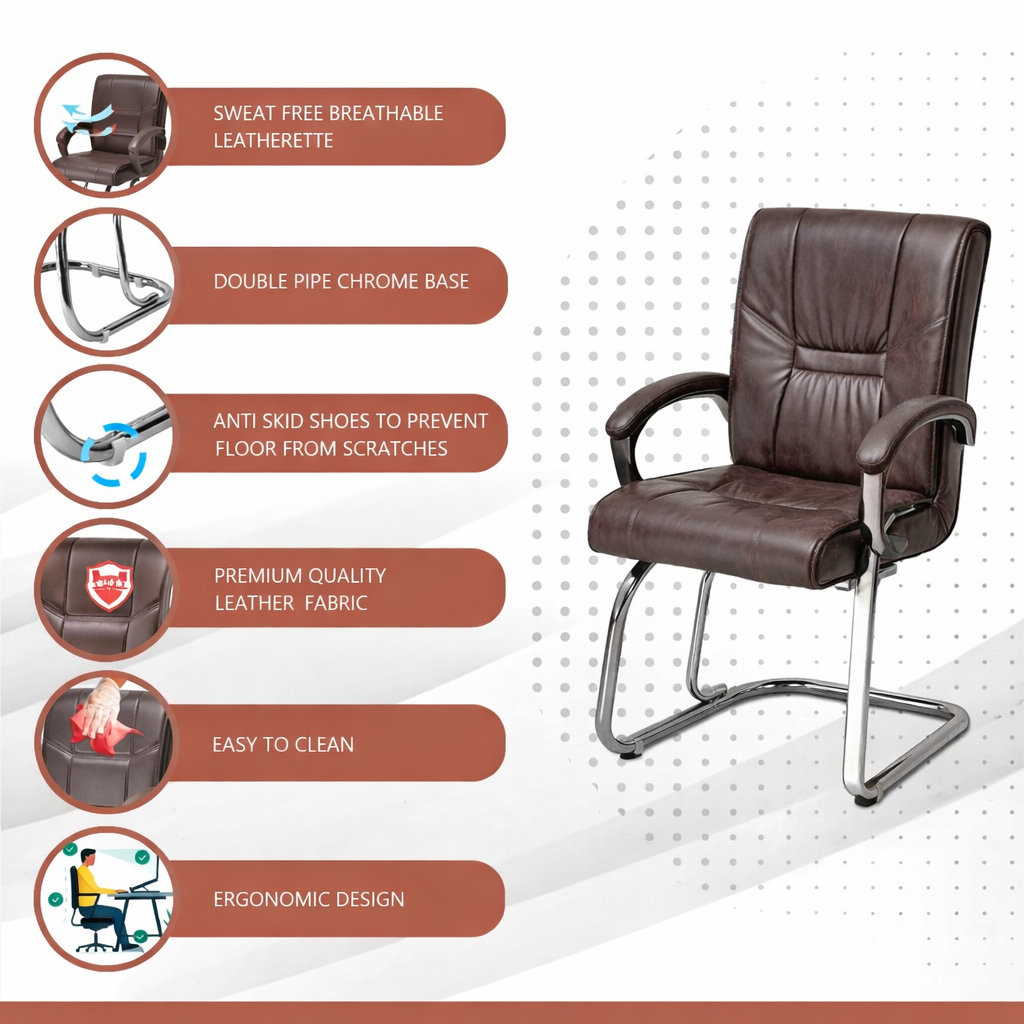 SteelNest Premium Leatherette Visitor Chair - Image 3