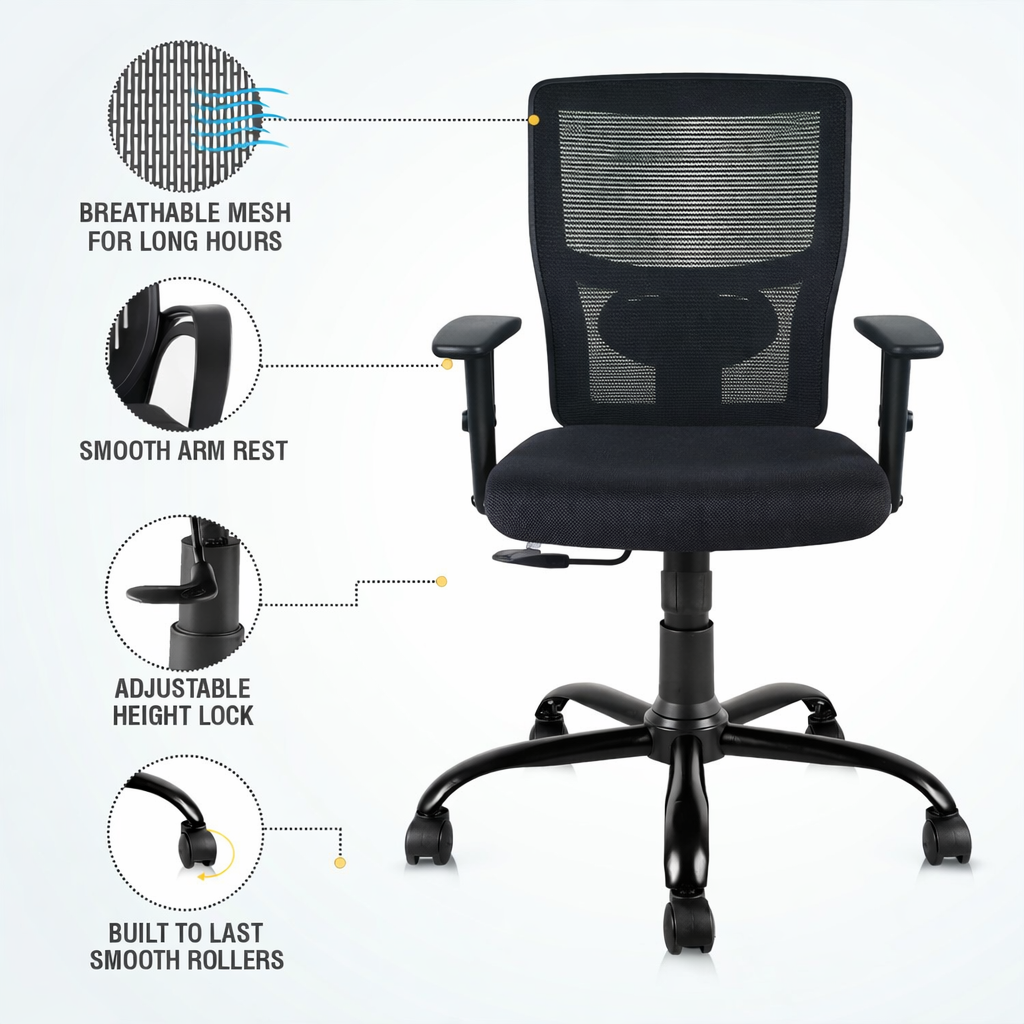 SteelNest Mesh Office Chair with Breathable Back - Image 2