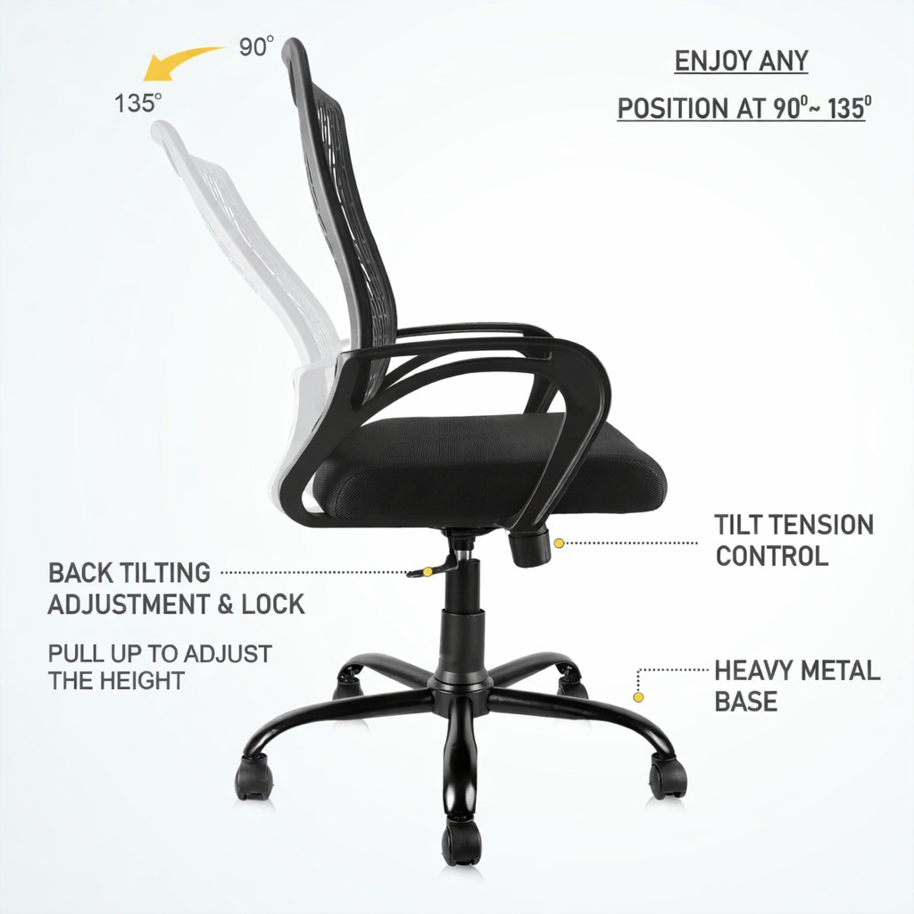 SteelNest Mesh Office Chair with Breathable Back - Image 3
